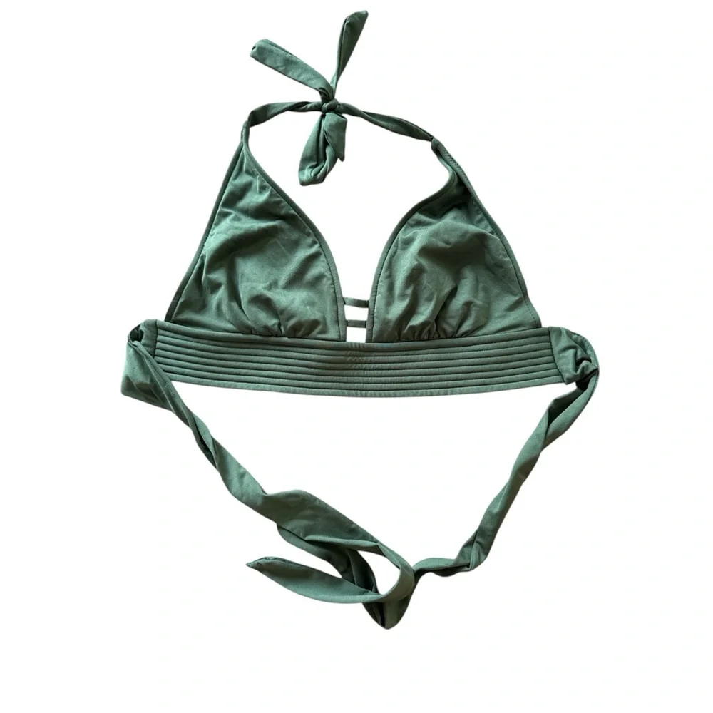 Olive Green Halter Bikini top by Kona Sol size medium womens